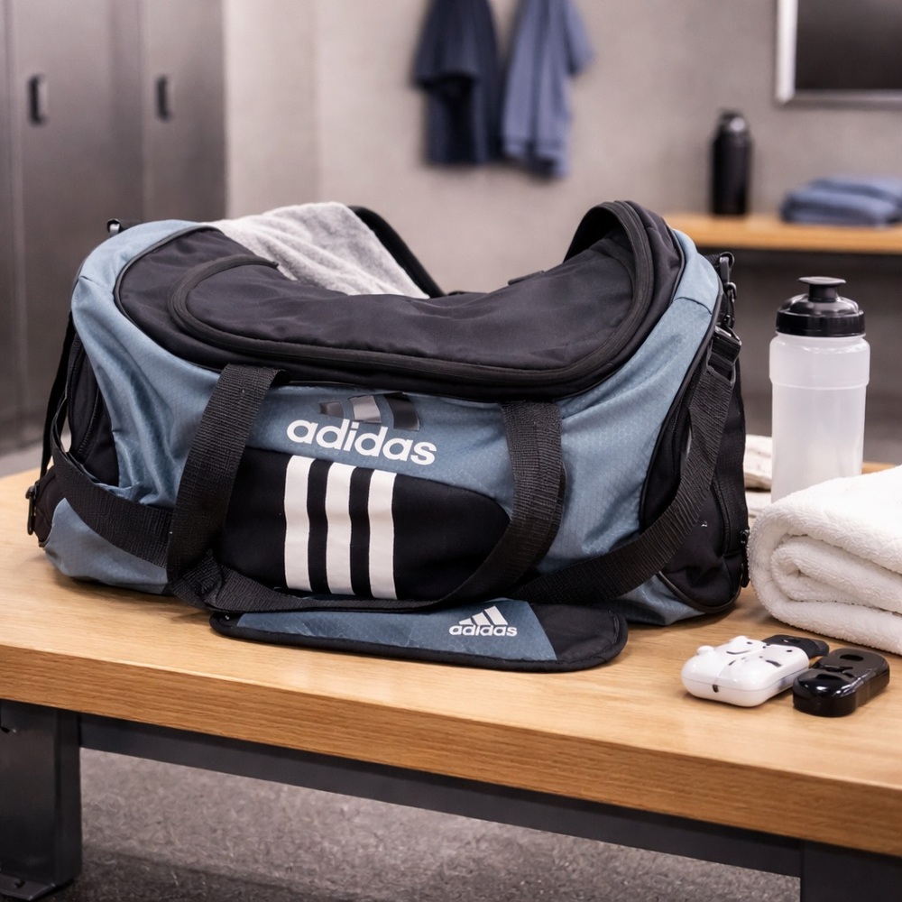 Adidas Black Gray‎ Duffle Bag Gym Sports Travel Carry On Weekend Zip